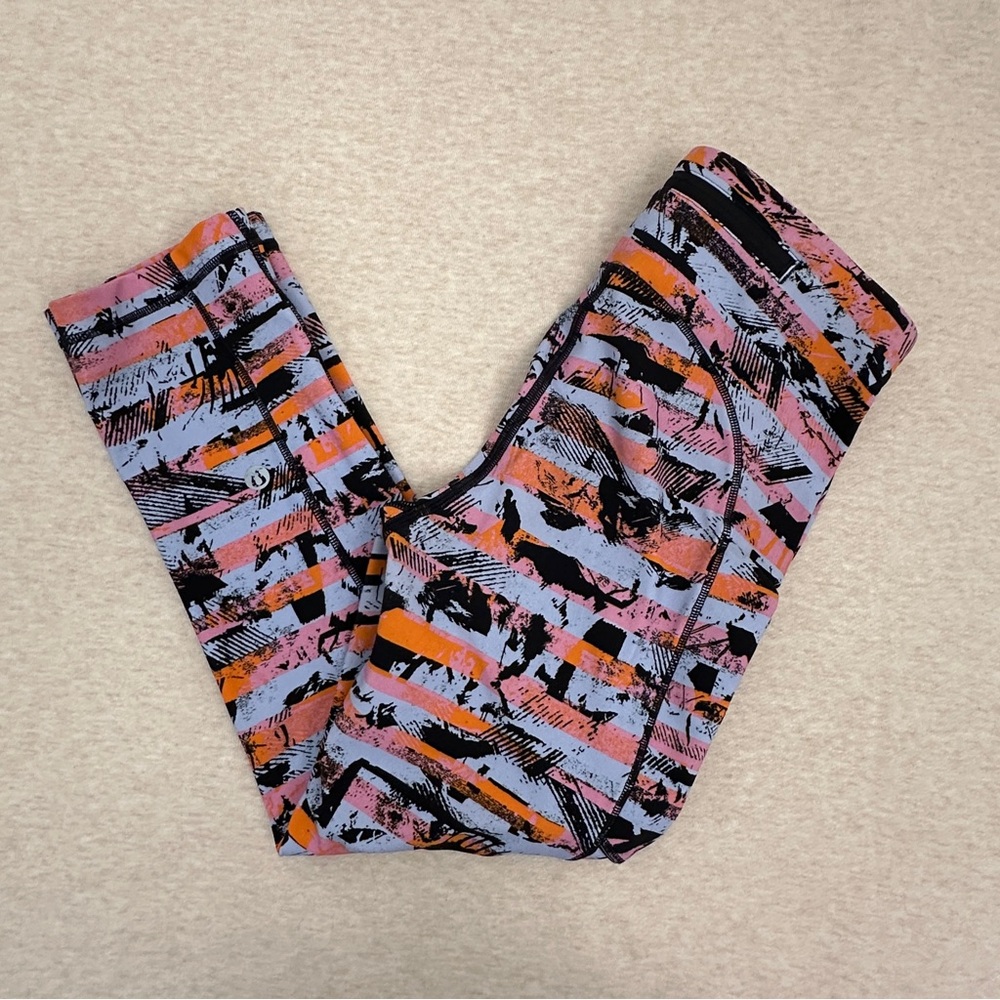 Lululemon Women’s 7/8 Tight II Pink Orange Waistband Pocket Leggings Size 4 - Picture 3 of 13